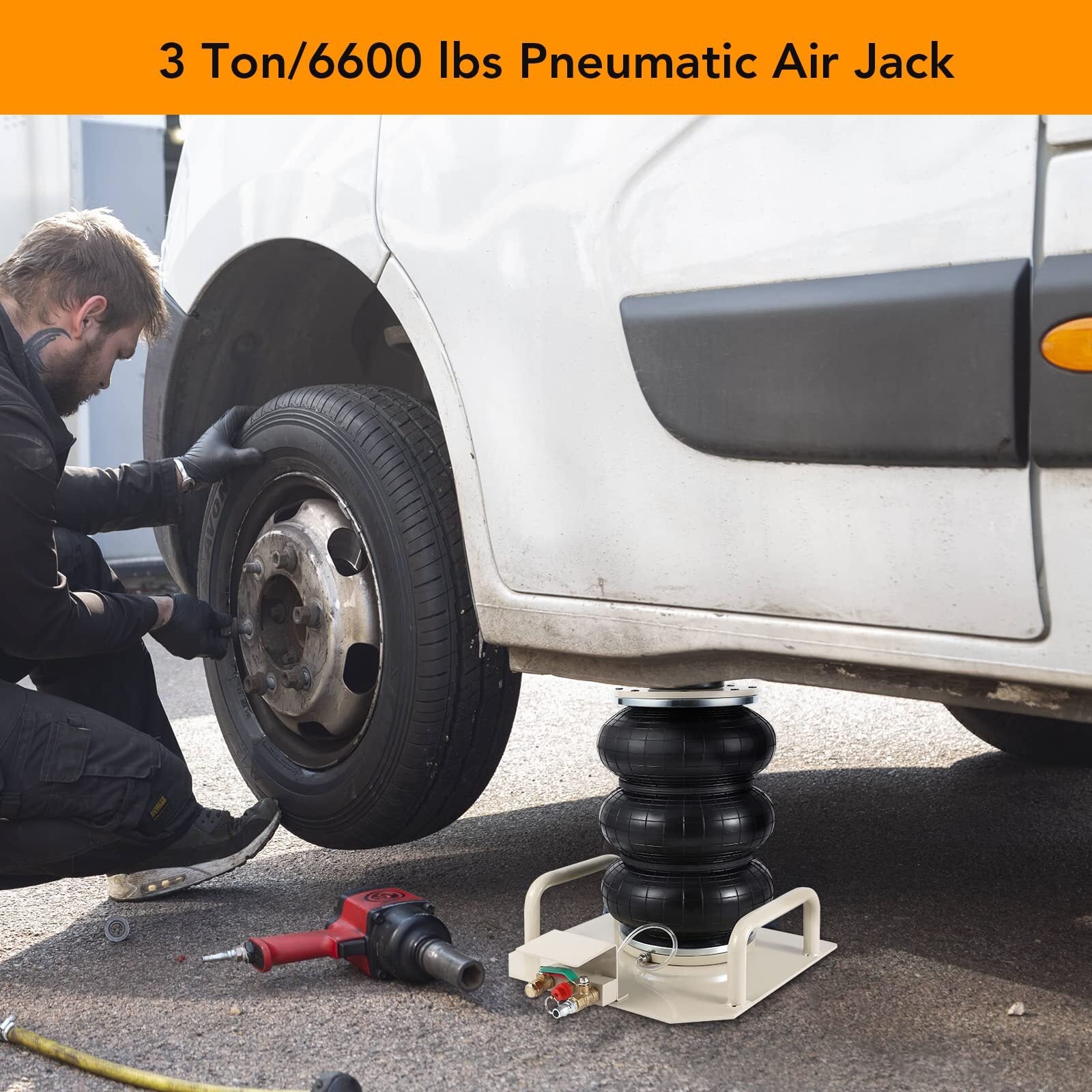 US CHEINAUTO Car Jack 3 Ton 6600LBS Triple Air Bag Jack With Half Round Hand Lifting Height Up To 15.75 Inch - Premium Jacks & Jack Stands from Rapidvehicles - Just $199.99! Shop now at Rapidvehicles