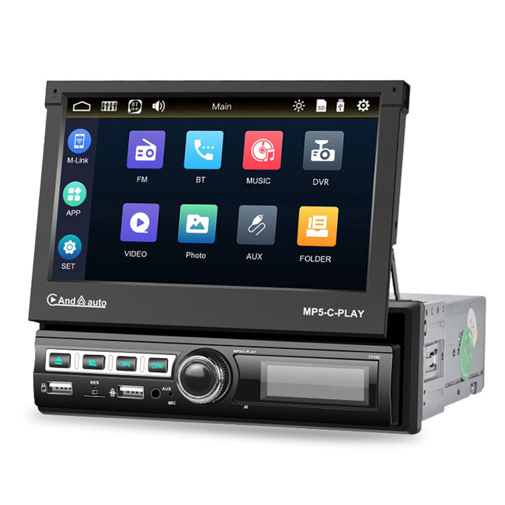 1 Din 7 Inch Car Multimedia Player Carplay Retractable Bluetooth - Premium Car Rear View Camera from Rapidvehicles - Just $133.99! Shop now at Rapidvehicles