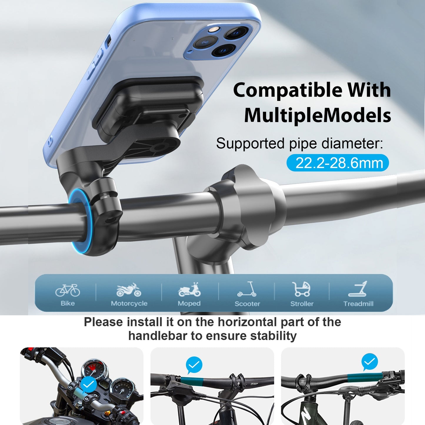 Motorcycle Bicycle Phone Holder Quick-release Rotating Magnetic - Premium Car Mounts & Holders from Rapidvehicles - Just $29.99! Shop now at Rapidvehicles