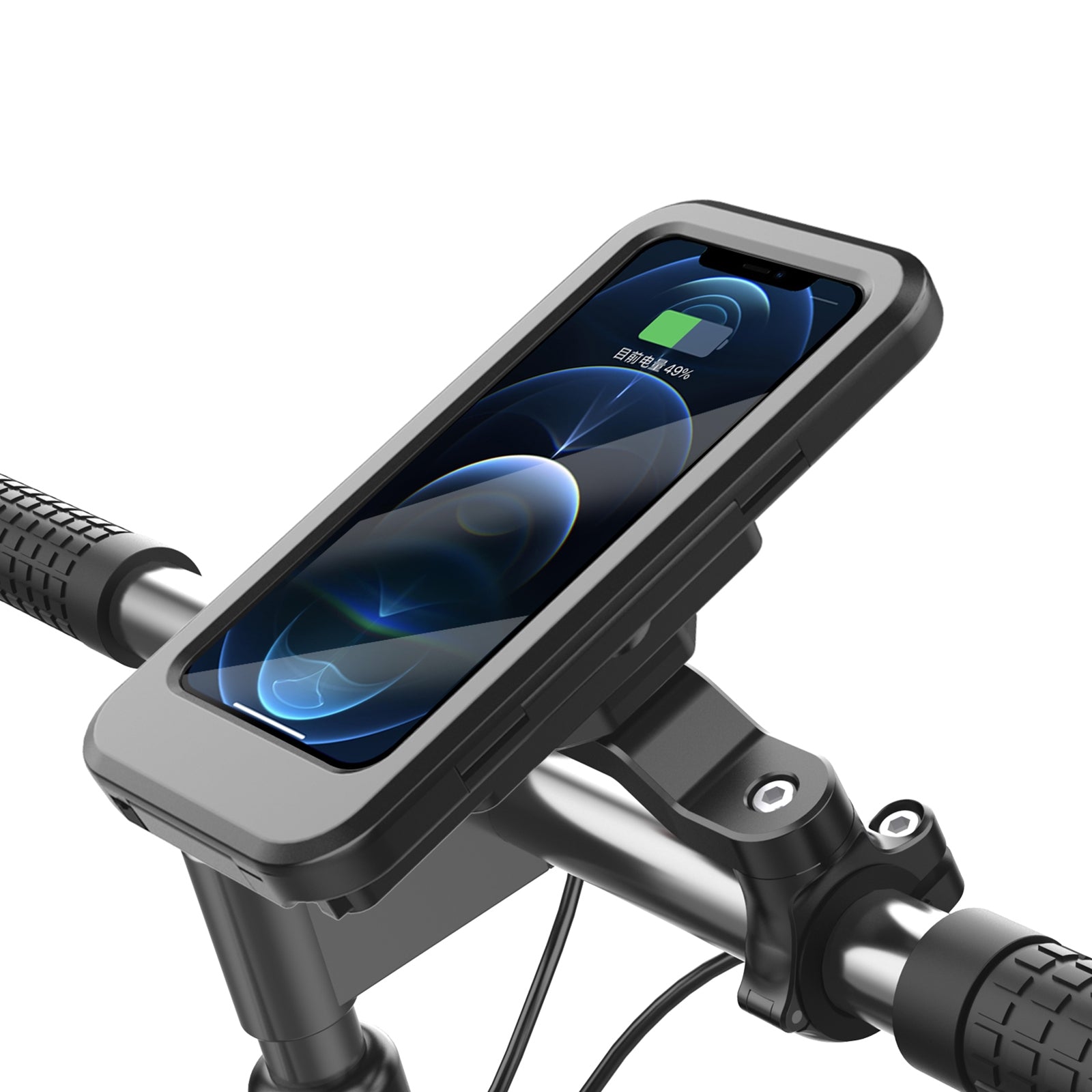 Motorcycle Bicycle Handlebar Phone Holder Wireless Charger Waterproof Black - Premium Car Mounts & Holders from Rapidvehicles - Just $44.99! Shop now at Rapidvehicles