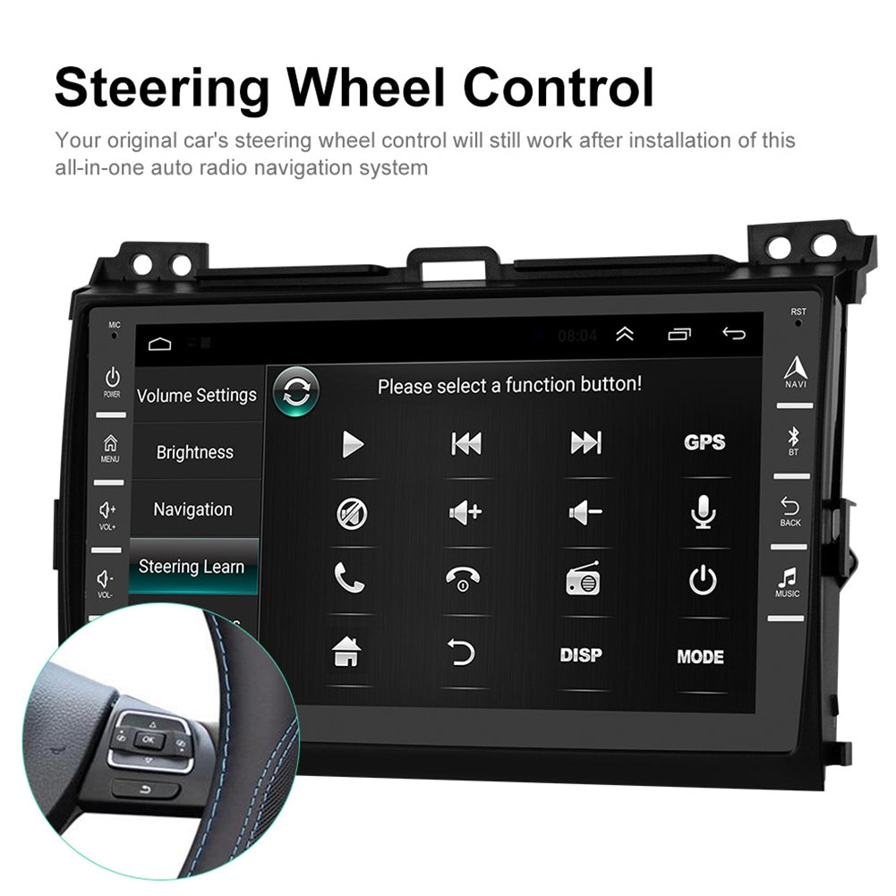 Car Radio Multimedia Player 8-inch Large-screen android Navigation Display for Toyota Land Cruiser Prado 04-09 Black - Premium Car DVR from Rapidvehicles - Just $126.99! Shop now at Rapidvehicles