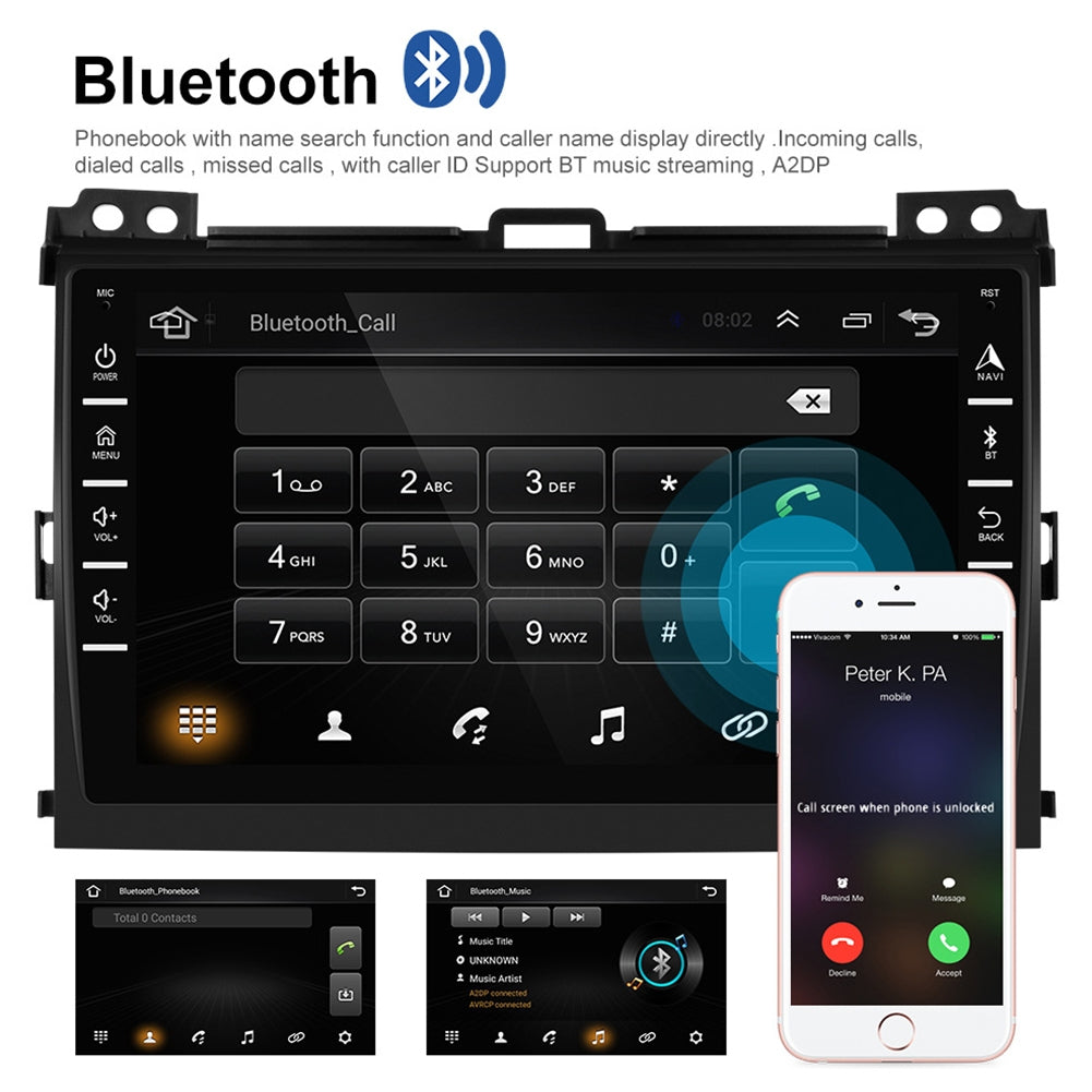 Car Radio Multimedia Player 8-inch Large-screen android Navigation Display for Toyota Land Cruiser Prado 04-09 Black - Premium Car DVR from Rapidvehicles - Just $126.99! Shop now at Rapidvehicles