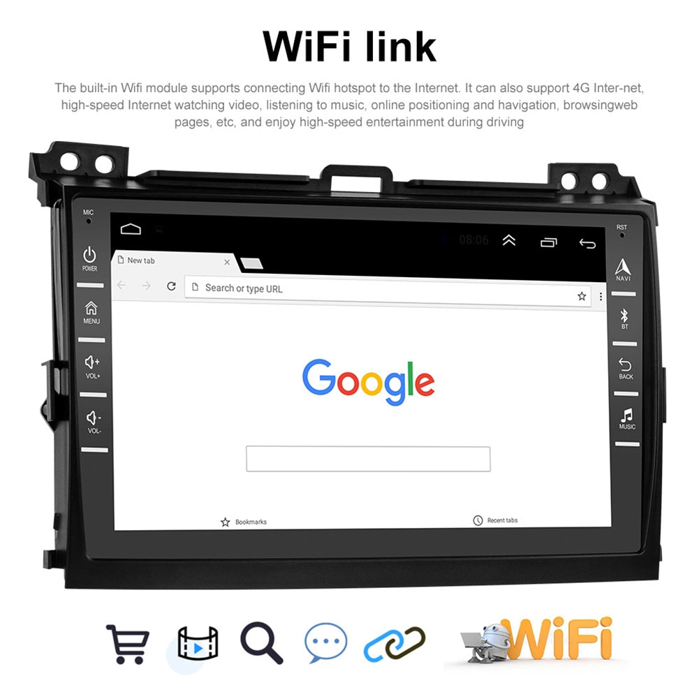 Car Radio Multimedia Player 8-inch Large-screen android Navigation Display for Toyota Land Cruiser Prado 04-09 Black - Premium Car DVR from Rapidvehicles - Just $126.99! Shop now at Rapidvehicles