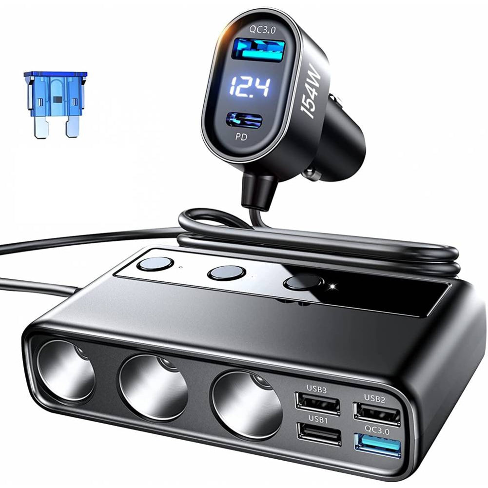 US Multi-port Car Cigarette Lighter Adapter 3 Sockets 6 Ports Mobile Phone Pd Qc Fast Charger With Led Voltage Display black - Premium Automotive from Rapidvehicles - Just $55.62! Shop now at Rapidvehicles