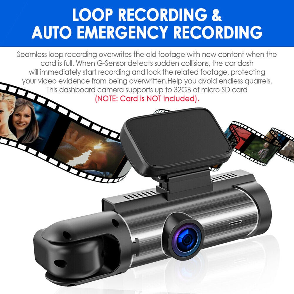 Dash Cam 3.16-inch Dual-lens Driving Recorder Front Inside Camera - Premium Car Rear View Camera from Rapidvehicles - Just $63.99! Shop now at Rapidvehicles