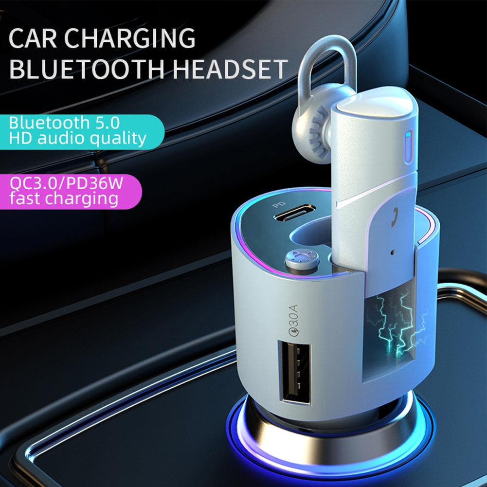 2-in-1 Car Kit Fast Charging Charger Bluetooth Wireless Hands-free Noise Canceling Headphones Black - Premium Car Chargers from Rapidvehicles - Just $30.99! Shop now at Rapidvehicles