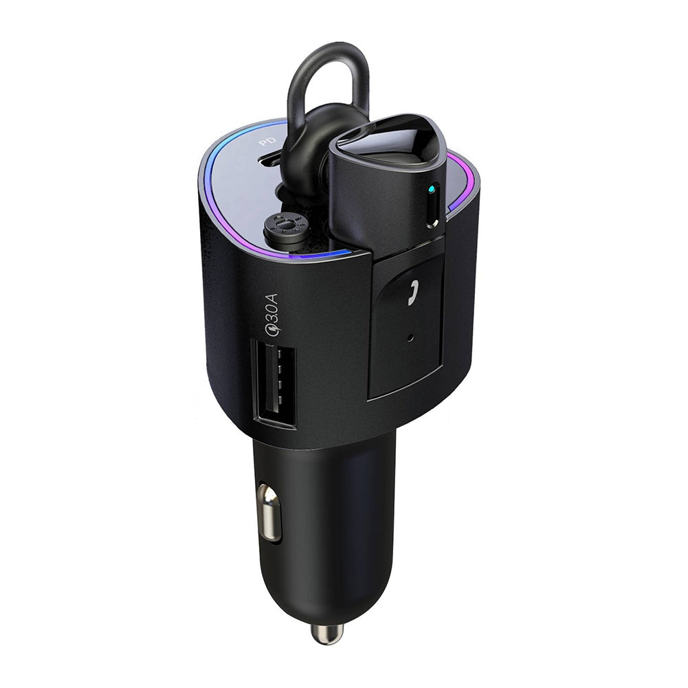 2-in-1 Car Kit Fast Charging Charger Bluetooth Wireless Hands-free Noise Canceling Headphones Black - Premium Car Chargers from Rapidvehicles - Just $30.99! Shop now at Rapidvehicles