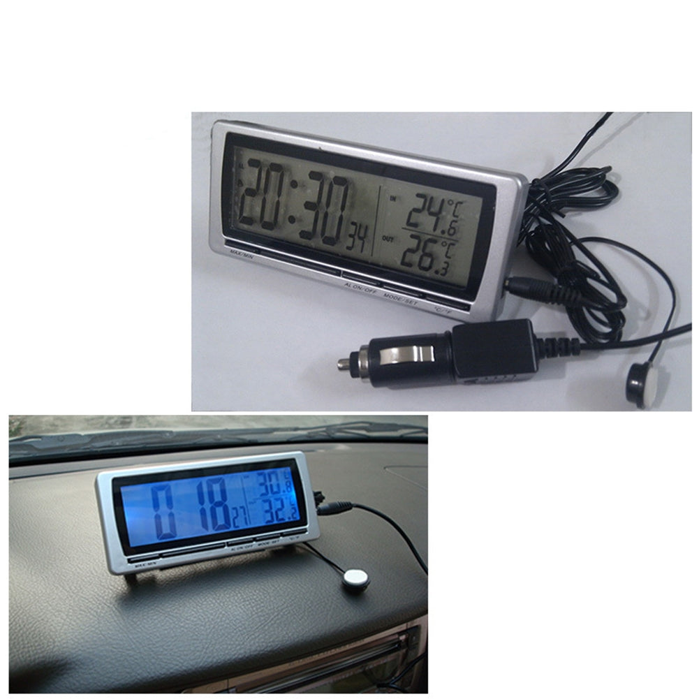 T08 4-in-1 Car Clock Dual Thermometer Calendar Alarm Clock Inside - Premium Other Car Electronics from Rapidvehicles - Just $37.99! Shop now at Rapidvehicles