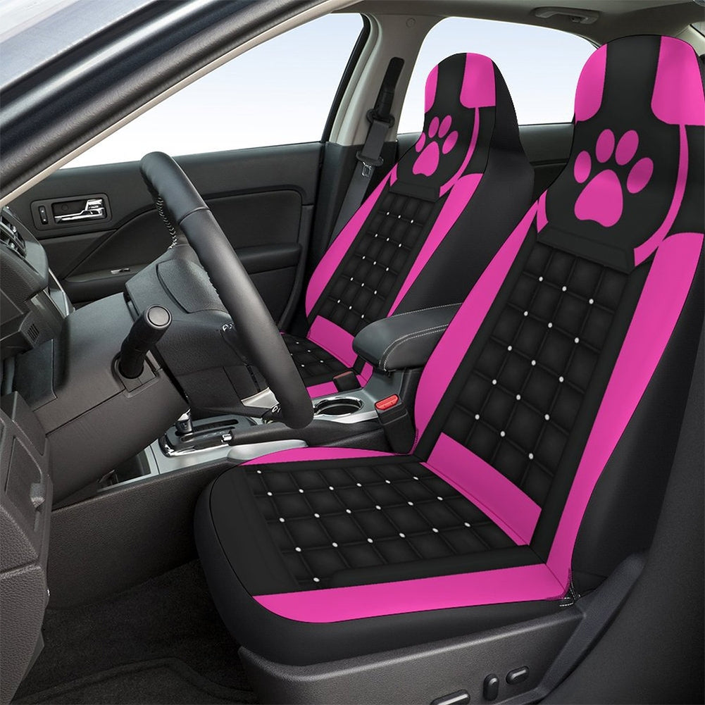 Car Single Seat Cover Cute Footprint Pattern Front Row Seat Cover Interior Accessories Pink - Premium Car Seat Cushion from Rapidvehicles - Just $25.99! Shop now at Rapidvehicles