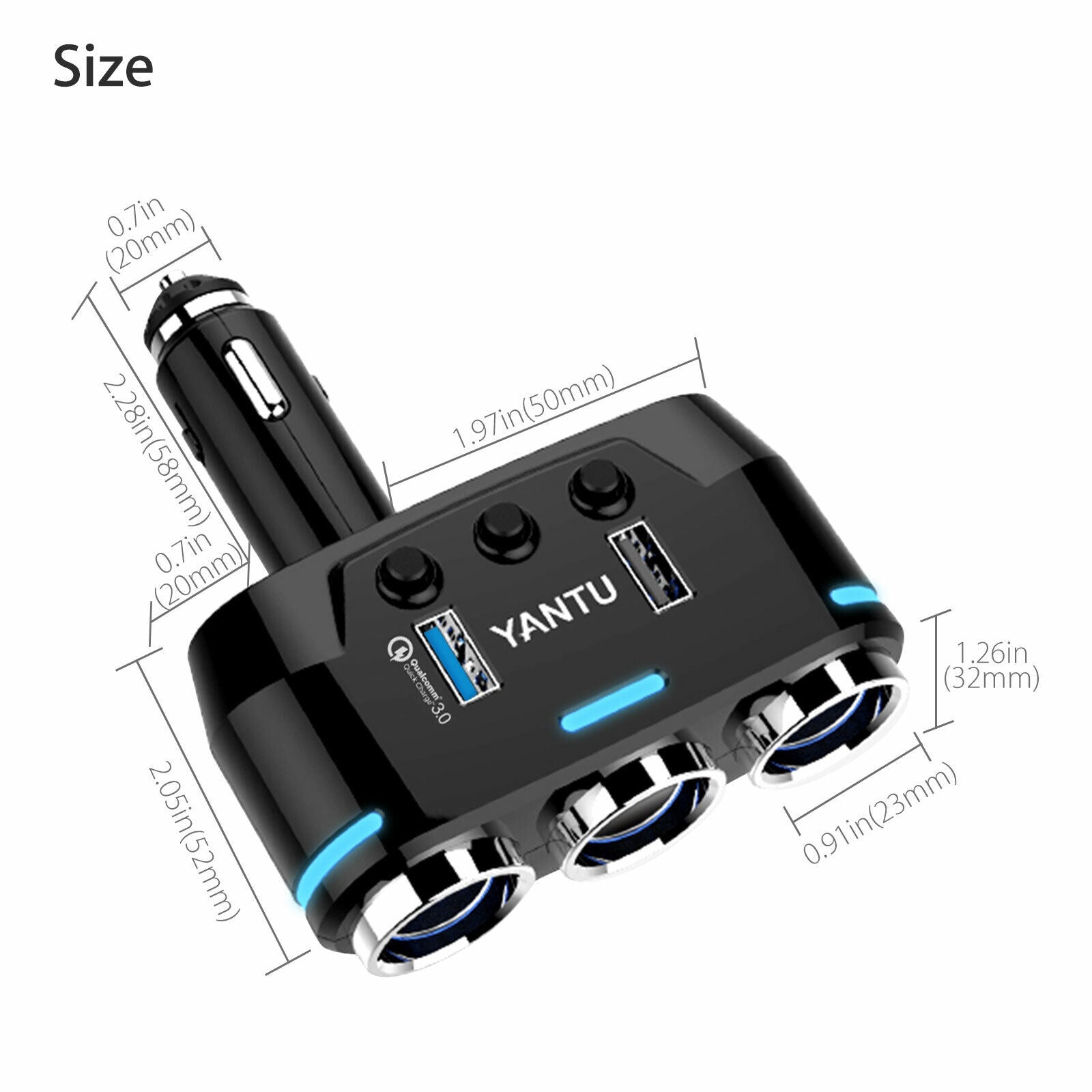 2-way Car Cigarette Lighter Socket Splitter Portable Dual USB Car Charger Dual-socket Cigarette Lighter Black - Premium Car Chargers from Rapidvehicles - Just $28.99! Shop now at Rapidvehicles