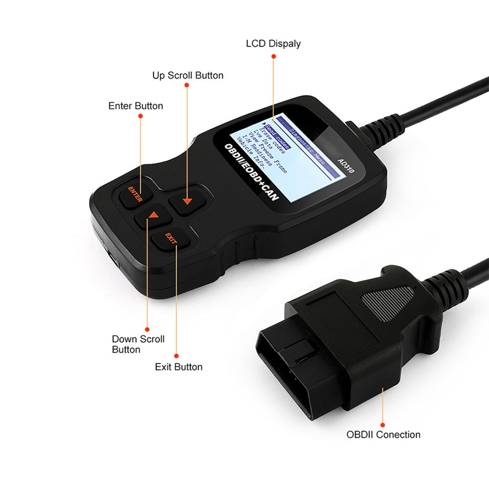 Ad310 Classic Car Fault Detector Obdii Universal Auto Scanner Engine Fault Code Reader Diagnostic Tool Black - Premium OBD & Diagnostic Tools from Rapidvehicles - Just $66.99! Shop now at Rapidvehicles