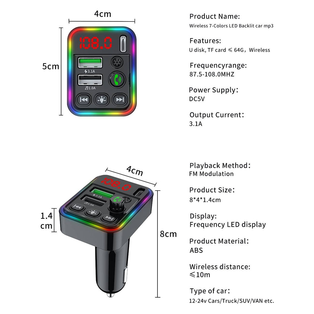 Car Fm Transmitter Cigarette Lighter Type Mp3 Player Bluetooth Hands-free Car Kit Black - Premium Car Chargers from Rapidvehicles - Just $17.99! Shop now at Rapidvehicles