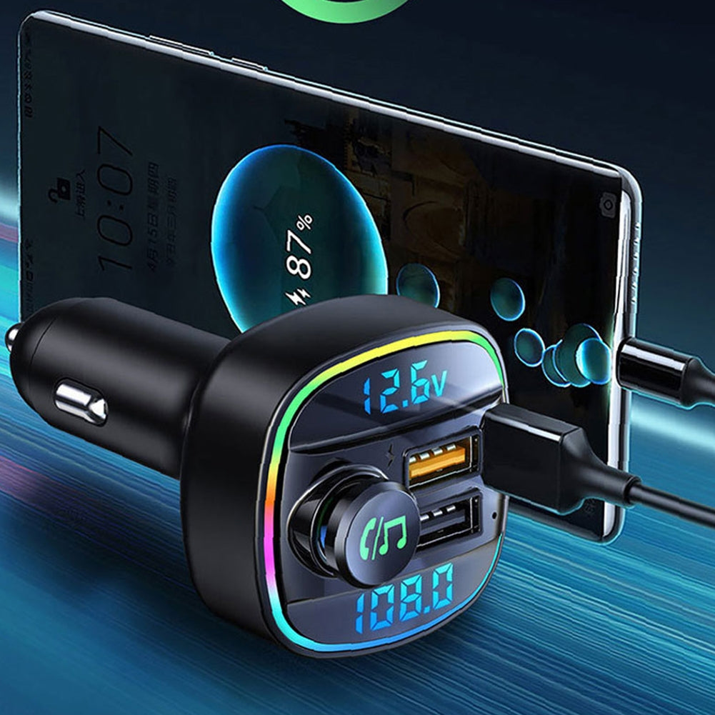 Car Fm Transmitter Bluetooth-compatible Handsfree Calling Wireless Car Kit Stereo Mp3 Music Player Usb Charger black - Premium Car Chargers from Rapidvehicles - Just $24.99! Shop now at Rapidvehicles