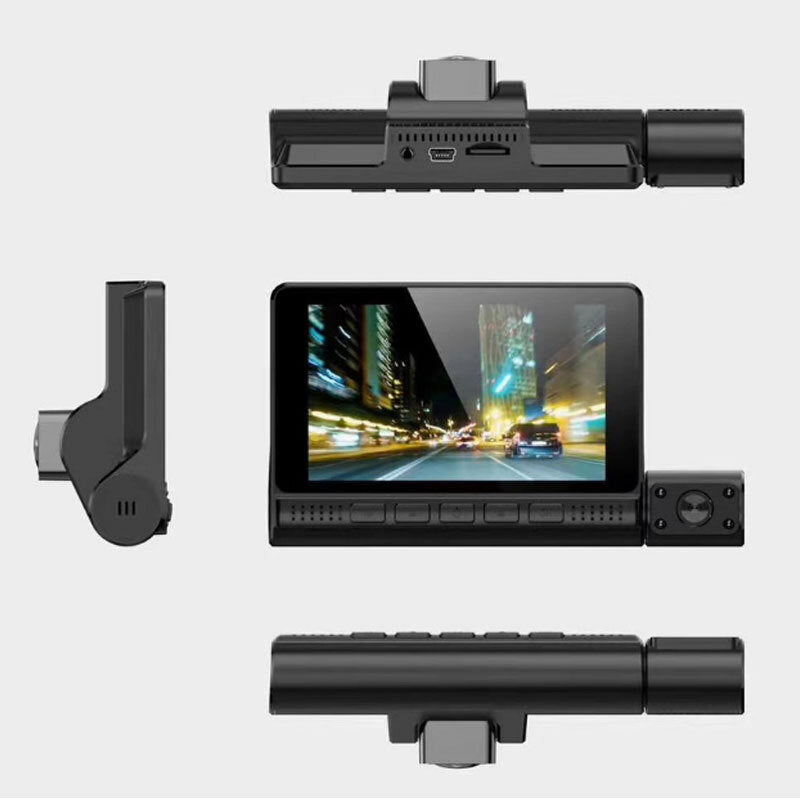 ABS Car 4 Inch Driving Recorder HD 1080P Three-Lens Touch - Premium Car Rear View Camera from Rapidvehicles - Just $80.99! Shop now at Rapidvehicles