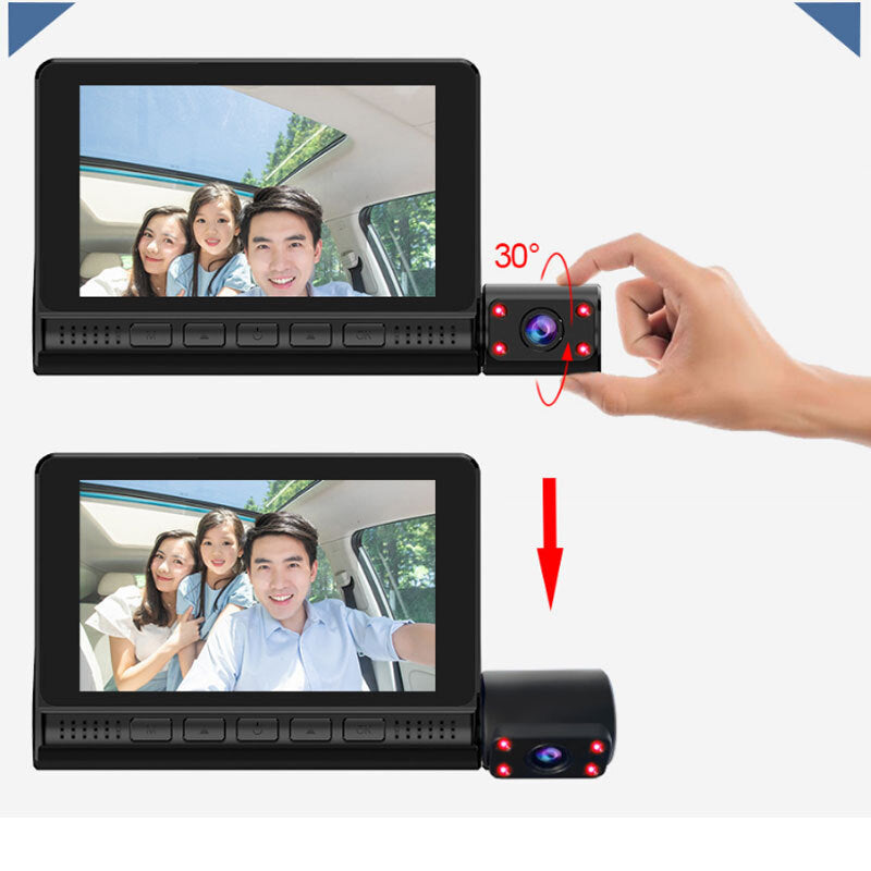 ABS Car 4 Inch Driving Recorder HD 1080P Three-Lens Touch - Premium Car Rear View Camera from Rapidvehicles - Just $80.99! Shop now at Rapidvehicles