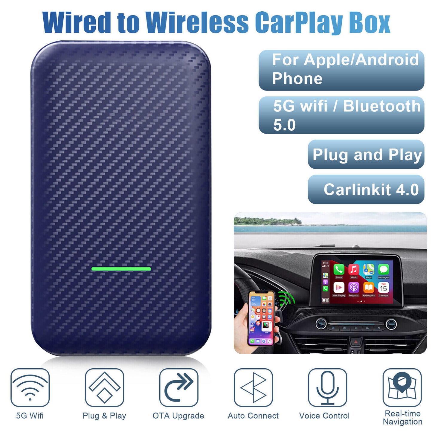 Carlinkit 4.0 Car Adapter Compatible for Carplay to Wireless - Premium Other Car Electronics from Rapidvehicles - Just $109.99! Shop now at Rapidvehicles