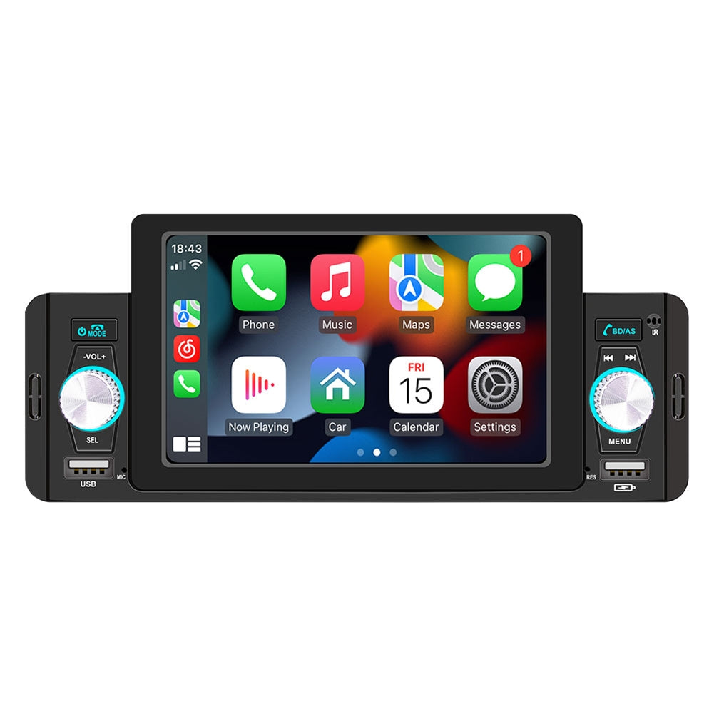 US 5-inch 1 Din Car Mp5 Player Bluetooth-compatible Mp4 Radio Compatible For Carplay Mobile Phone Interconnected black - Premium Automotive from Rapidvehicles - Just $84.99! Shop now at Rapidvehicles