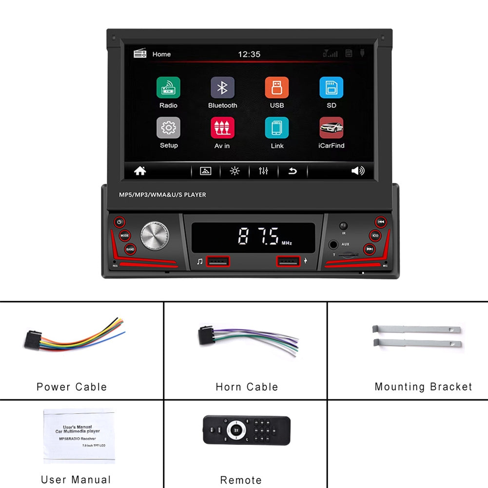 7-inch Car Multimedia Mp5 Player Retractable Screen Bluetooth - Premium Car Rear View Camera from Rapidvehicles - Just $136.99! Shop now at Rapidvehicles