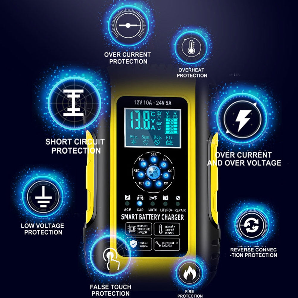 Car Battery Charger 12v 24v 10a 7-stage Fully Automatic Charging - Premium Other Car Electronics from Rapidvehicles - Just $55.99! Shop now at Rapidvehicles
