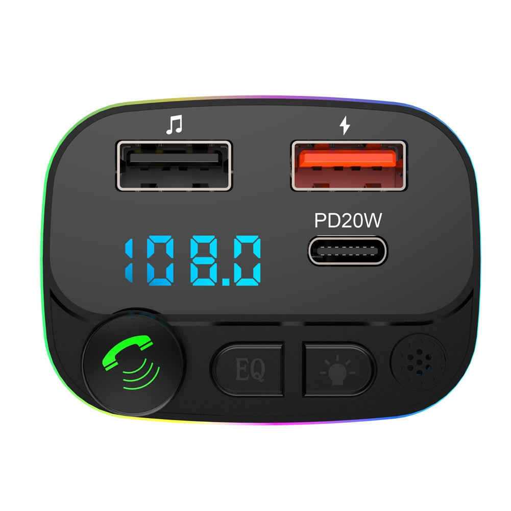 Car Charger Bluetooth-compatible 5.0 Fm Transmitter Hands-free Calling Dual Usb Music Player Car Audio Receiver black - Premium Car Chargers from Rapidvehicles - Just $17.99! Shop now at Rapidvehicles