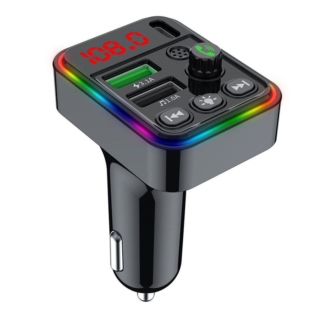 F19 Car Fm Transmitter Bluetooth-compatible Calling Stereo Music Player Type-c Charger Colorful Ambient Light black - Premium Car Chargers from Rapidvehicles - Just $19.99! Shop now at Rapidvehicles