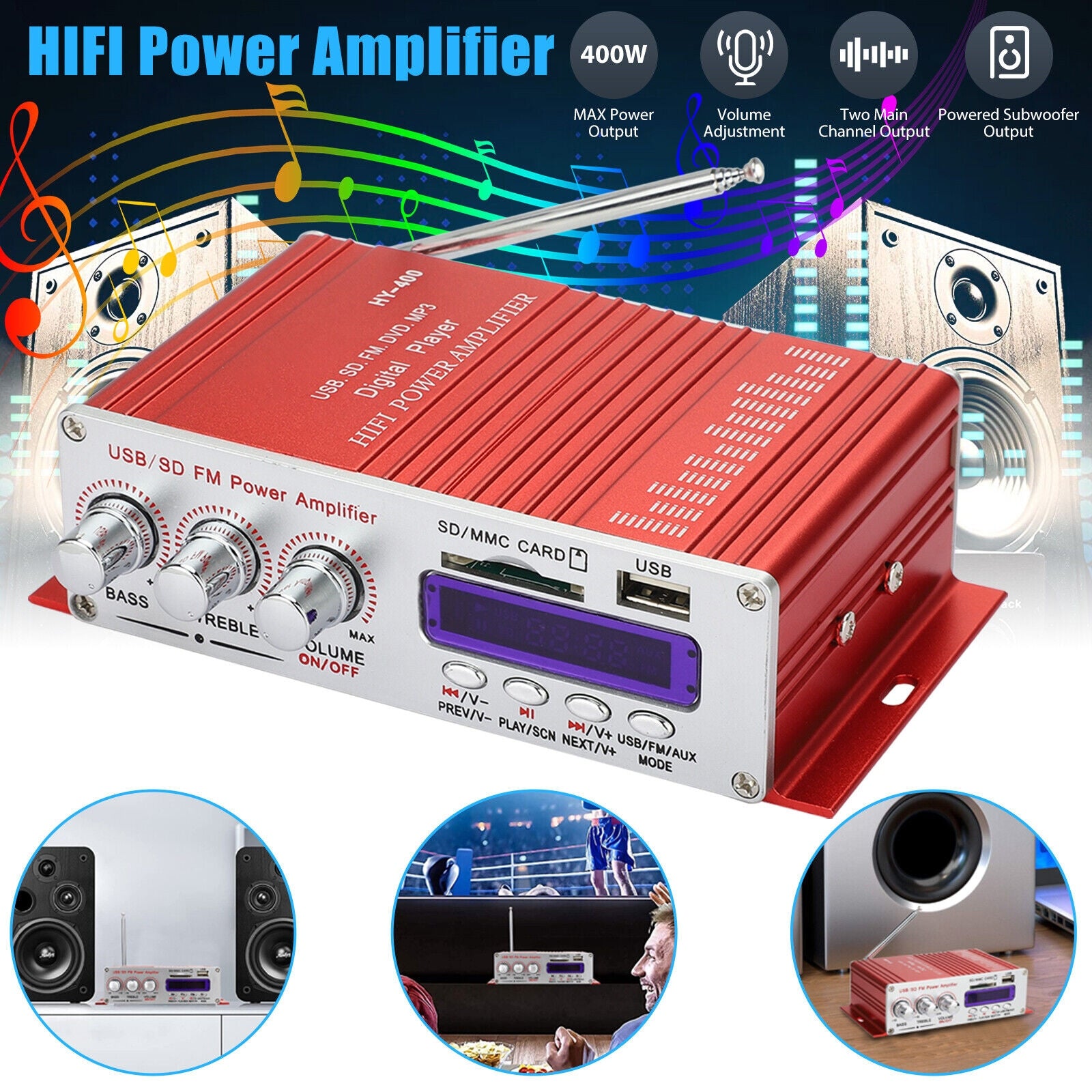 Hy-400 12v Power Amplifier U Disk Sd Memory Card with Infrared RC - Premium Other Car Electronics from Rapidvehicles - Just $45.99! Shop now at Rapidvehicles