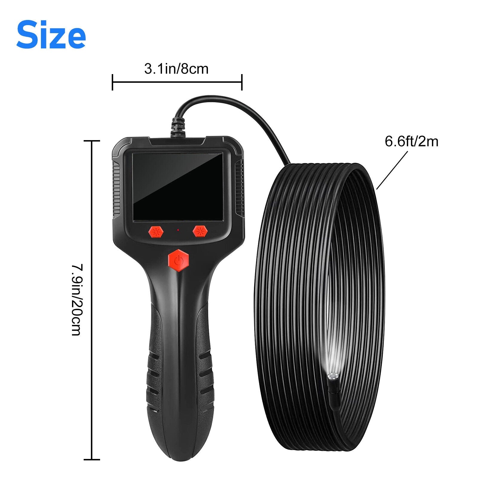 Portable Pipe Endoscope with Screen 8mm Lens Hd Camera Handheld Industrial Peepscope Detector Front 2m Black - Premium OBD & Diagnostic Tools from Rapidvehicles - Just $44.99! Shop now at Rapidvehicles