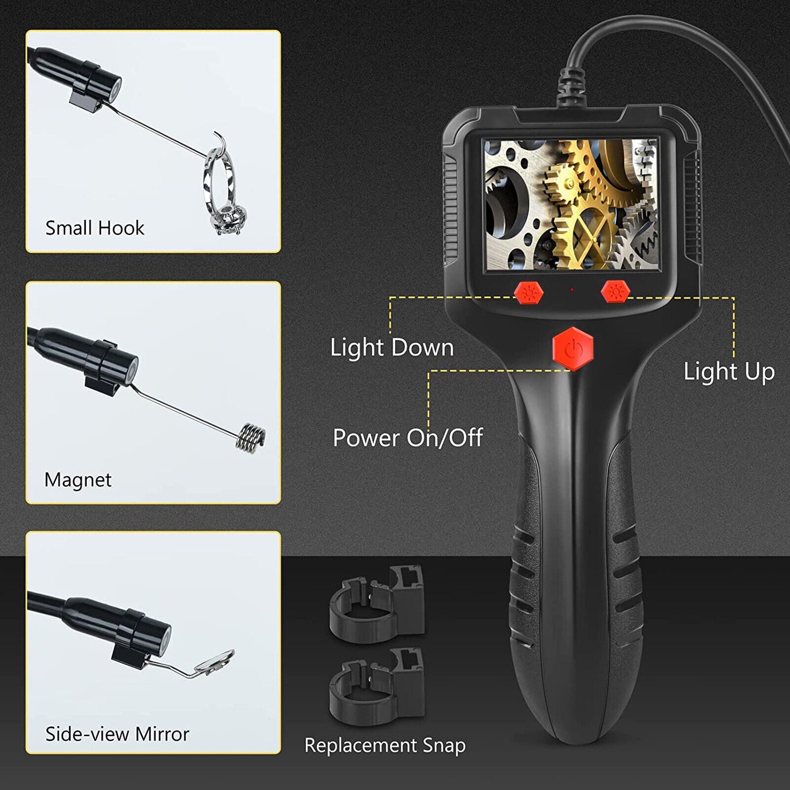 Portable Pipe Endoscope with Screen 8mm Lens Hd Camera Handheld Industrial Peepscope Detector Front 2m Black - Premium OBD & Diagnostic Tools from Rapidvehicles - Just $44.99! Shop now at Rapidvehicles