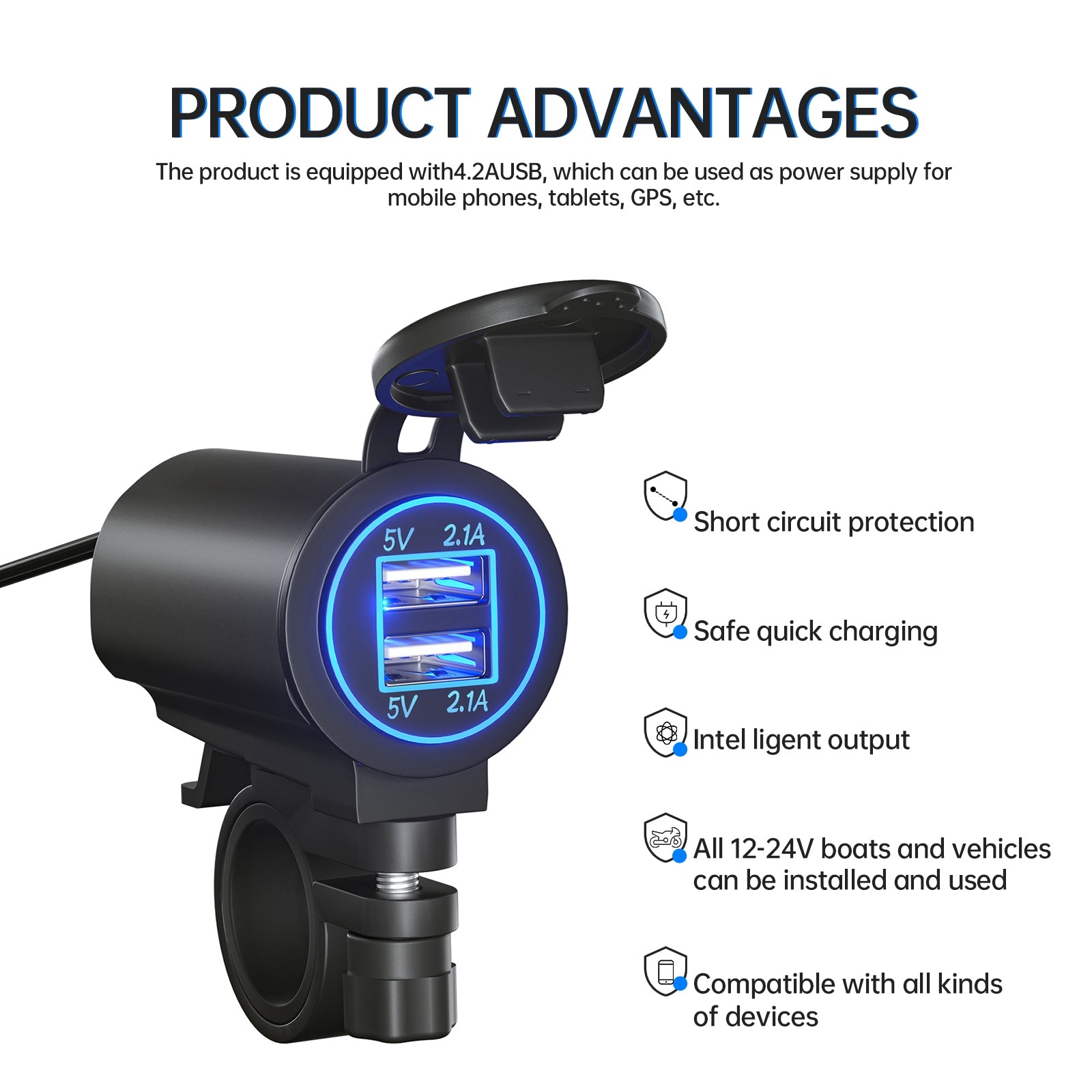 Motorcycle Usb Charger Dual Usb Port Double Aperture Mobile Phone Charging Adapter Modified Accessories black - Premium Car Chargers from Rapidvehicles - Just $26.99! Shop now at Rapidvehicles