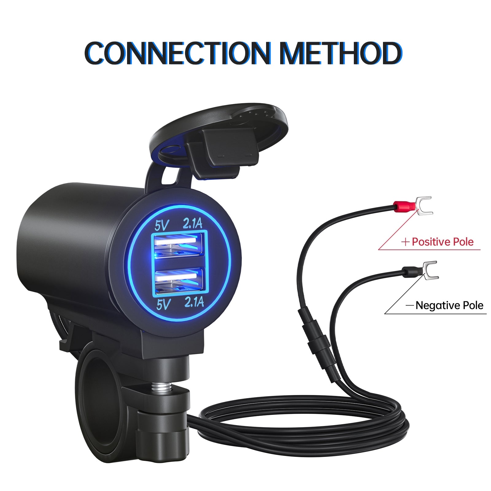 Motorcycle Usb Charger Dual Usb Port Double Aperture Mobile Phone Charging Adapter Modified Accessories black - Premium Car Chargers from Rapidvehicles - Just $26.99! Shop now at Rapidvehicles