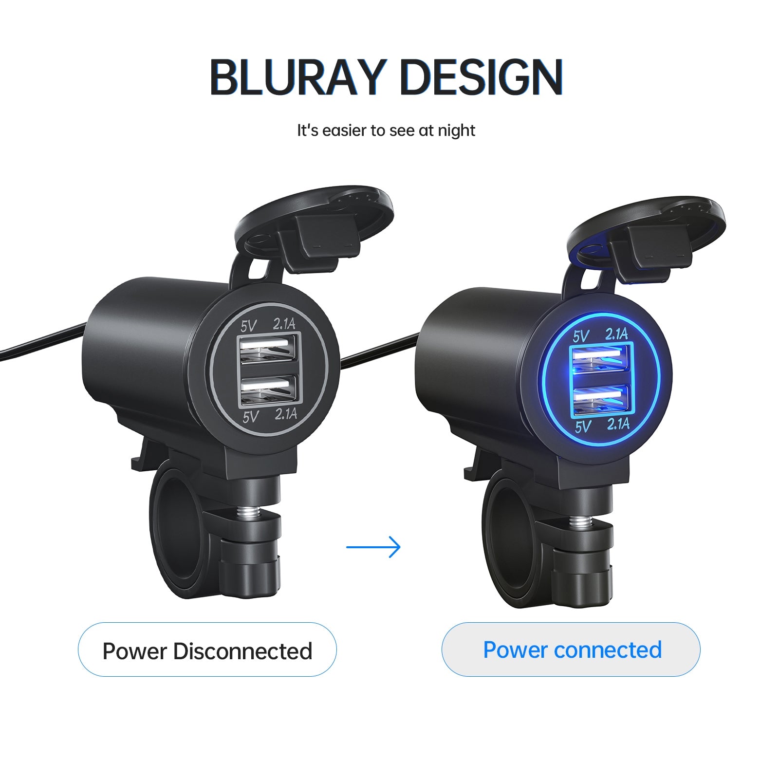 Motorcycle Usb Charger Dual Usb Port Double Aperture Mobile Phone Charging Adapter Modified Accessories black - Premium Car Chargers from Rapidvehicles - Just $26.99! Shop now at Rapidvehicles