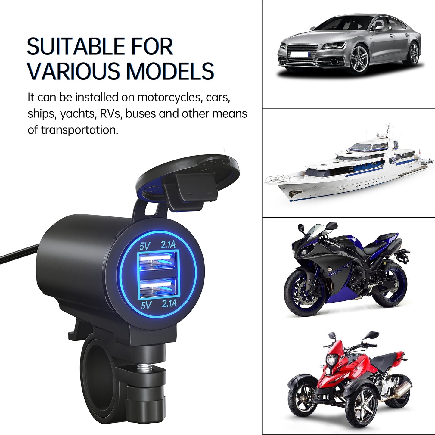 Motorcycle Usb Charger Dual Usb Port Double Aperture Mobile Phone - Premium Car Chargers from Rapidvehicles - Just $33.99! Shop now at Rapidvehicles