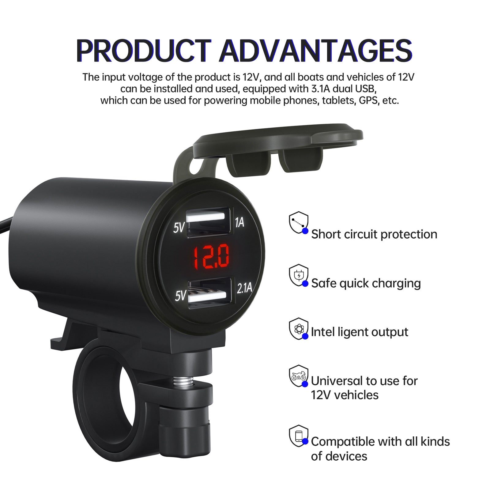 Motorcycle Usb Charger 3.1a Quick Charge Dual Port Mobile Phone - Premium Car Chargers from Rapidvehicles - Just $29.69! Shop now at Rapidvehicles