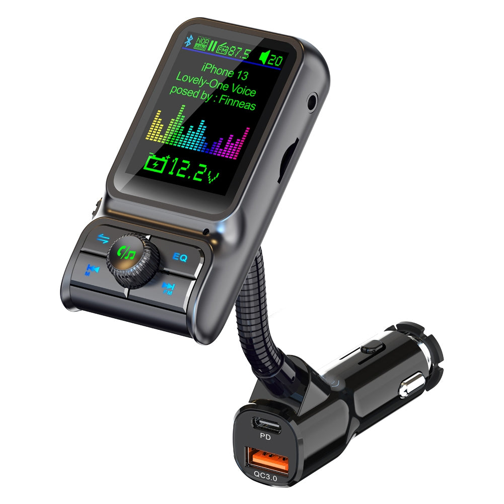 Car Mp3 Player Bluetooth Fm Transmitter Handsfree Call Hd Screen Display Qc3.0 Fast Charging Adapter Black - Premium Car Chargers from Rapidvehicles - Just $32.99! Shop now at Rapidvehicles