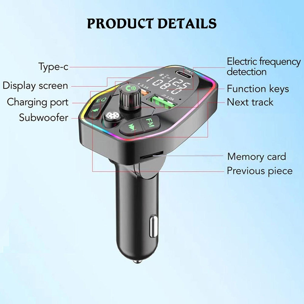 Car Bluetooth Mp3 Wireless Fm Transmitter Dual Screens Display Usb Charging Adapter black - Premium Car Chargers from Rapidvehicles - Just $18.99! Shop now at Rapidvehicles