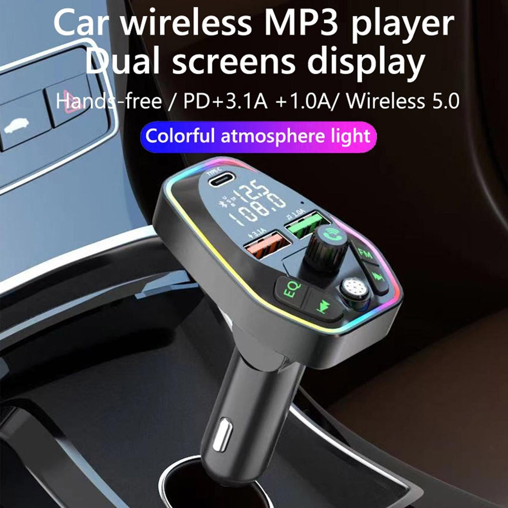 Car Bluetooth Mp3 Wireless Fm Transmitter Dual Screens Display Usb Charging Adapter black - Premium Car Chargers from Rapidvehicles - Just $18.99! Shop now at Rapidvehicles