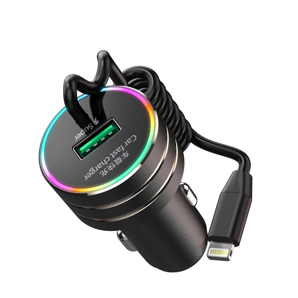 K13 Car Charger With Cable Bluetooth Kit Fast Charging Pd Usb Charger With Light  For Ios Head - Premium Car Chargers from Rapidvehicles - Just $21.99! Shop now at Rapidvehicles