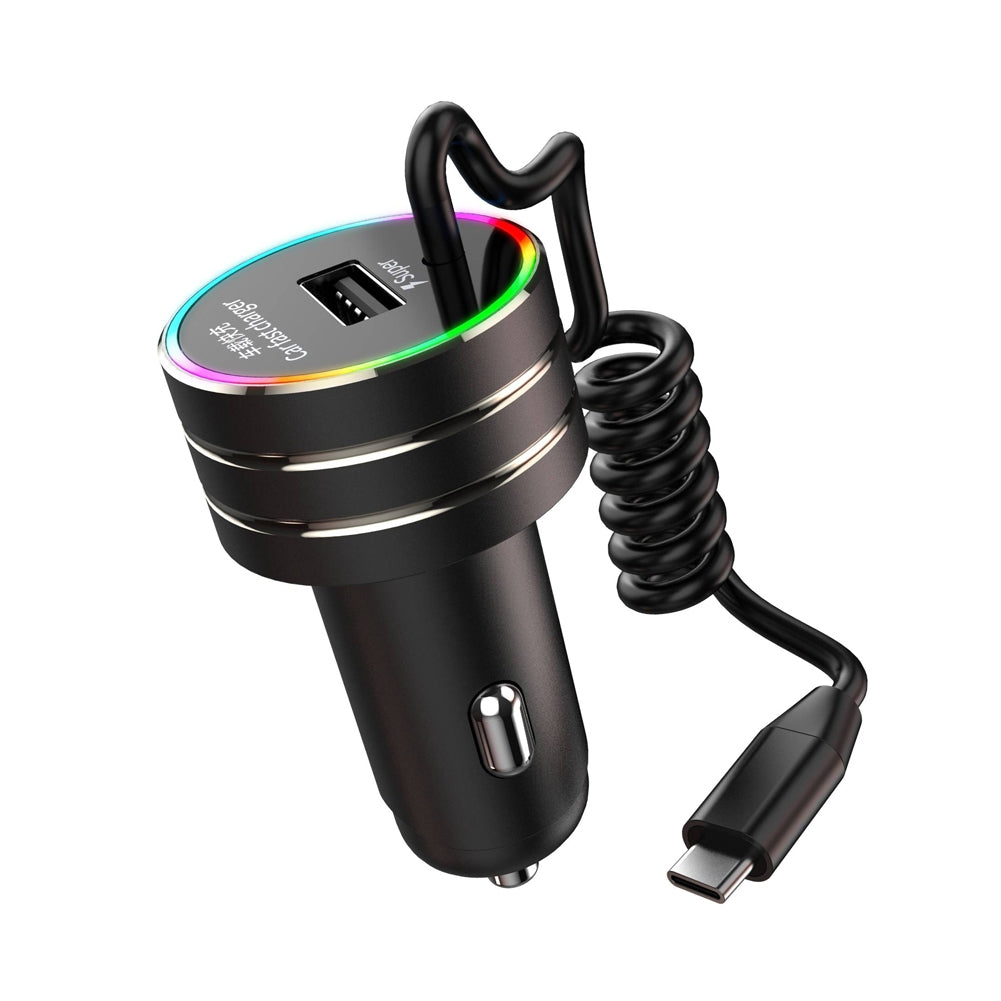 K13 Car Charger With Cable Bluetooth Kit Fast Charging Pd Usb Charger With Light  For Ios Head - Premium Car Chargers from Rapidvehicles - Just $21.99! Shop now at Rapidvehicles