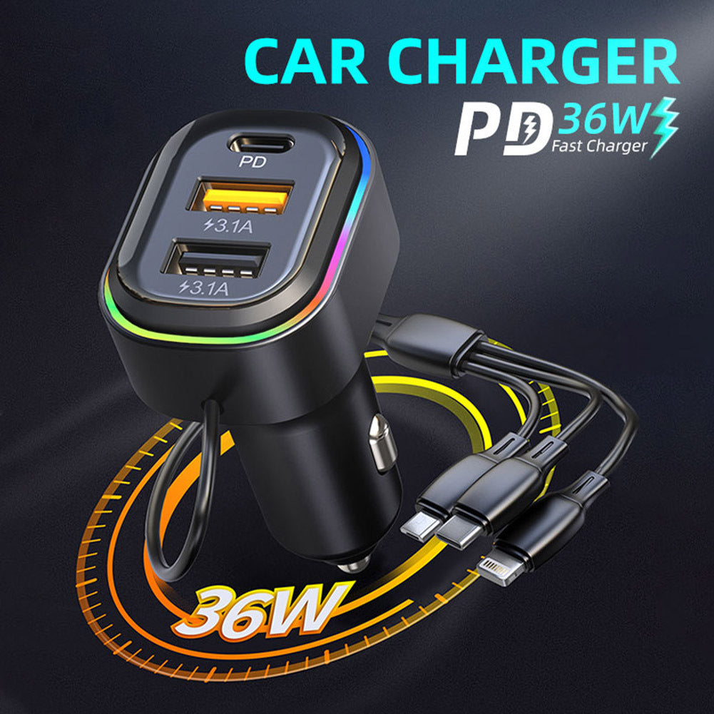 K5 Car Charger 36w Fast Charging Multi-functional Adapter Mp3 Bluetooth Player Audio Transmitter black - Premium Car Chargers from Rapidvehicles - Just $21.99! Shop now at Rapidvehicles