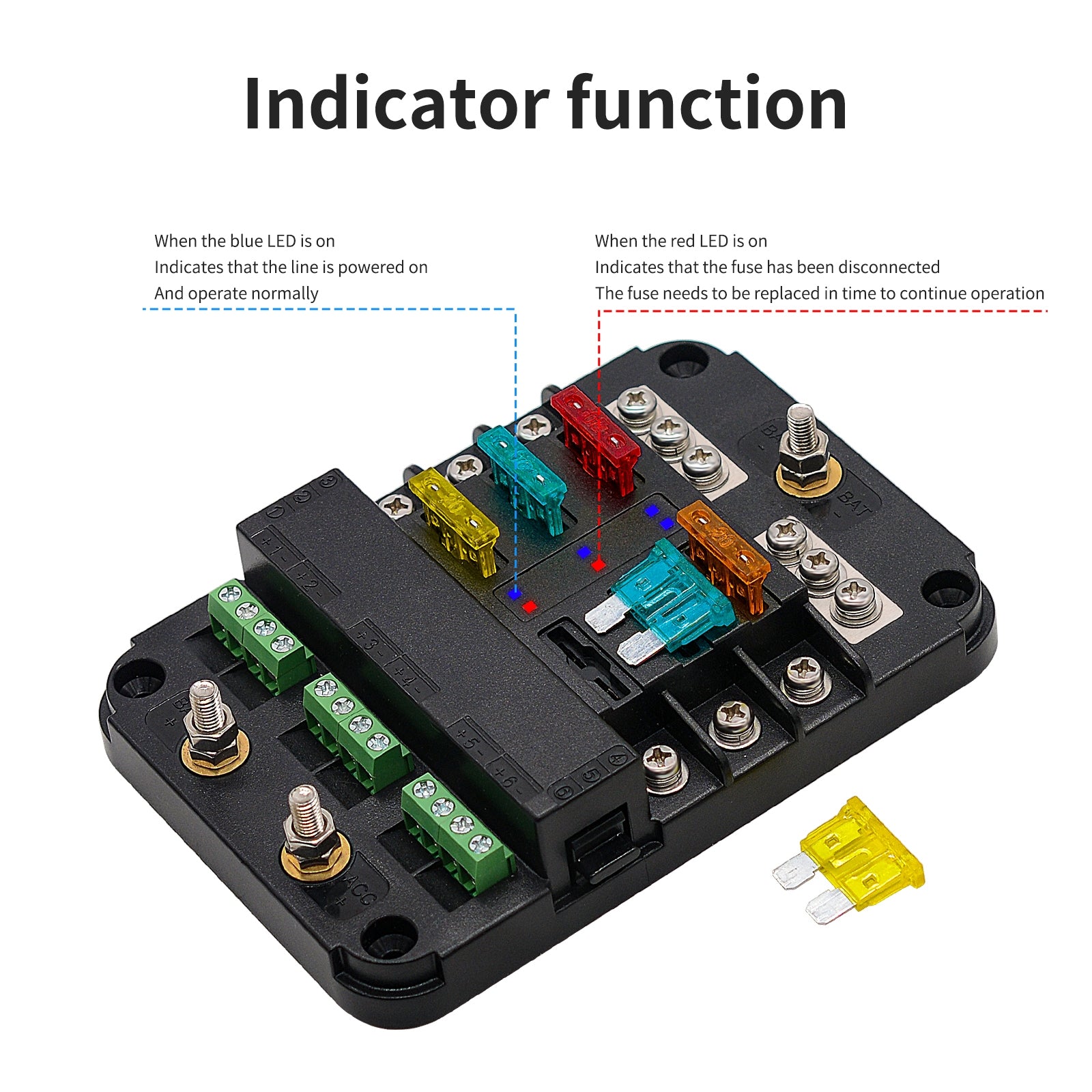 Rv Yacht Fuse Box with Led Indication Light 6-way Multiple Fuses Holder Acc Control for Car Marine Boat Black - Premium Car Organizers from Rapidvehicles - Just $41.52! Shop now at Rapidvehicles