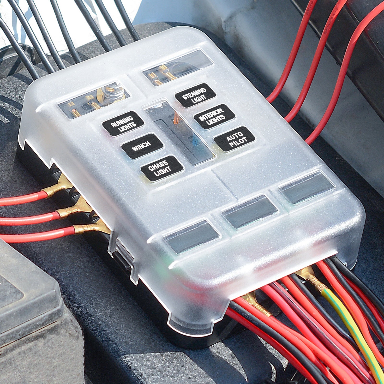 Rv Yacht Fuse Box with Led Indication Light 6-way Multiple Fuses Holder Acc Control for Car Marine Boat Black - Premium Car Organizers from Rapidvehicles - Just $41.52! Shop now at Rapidvehicles