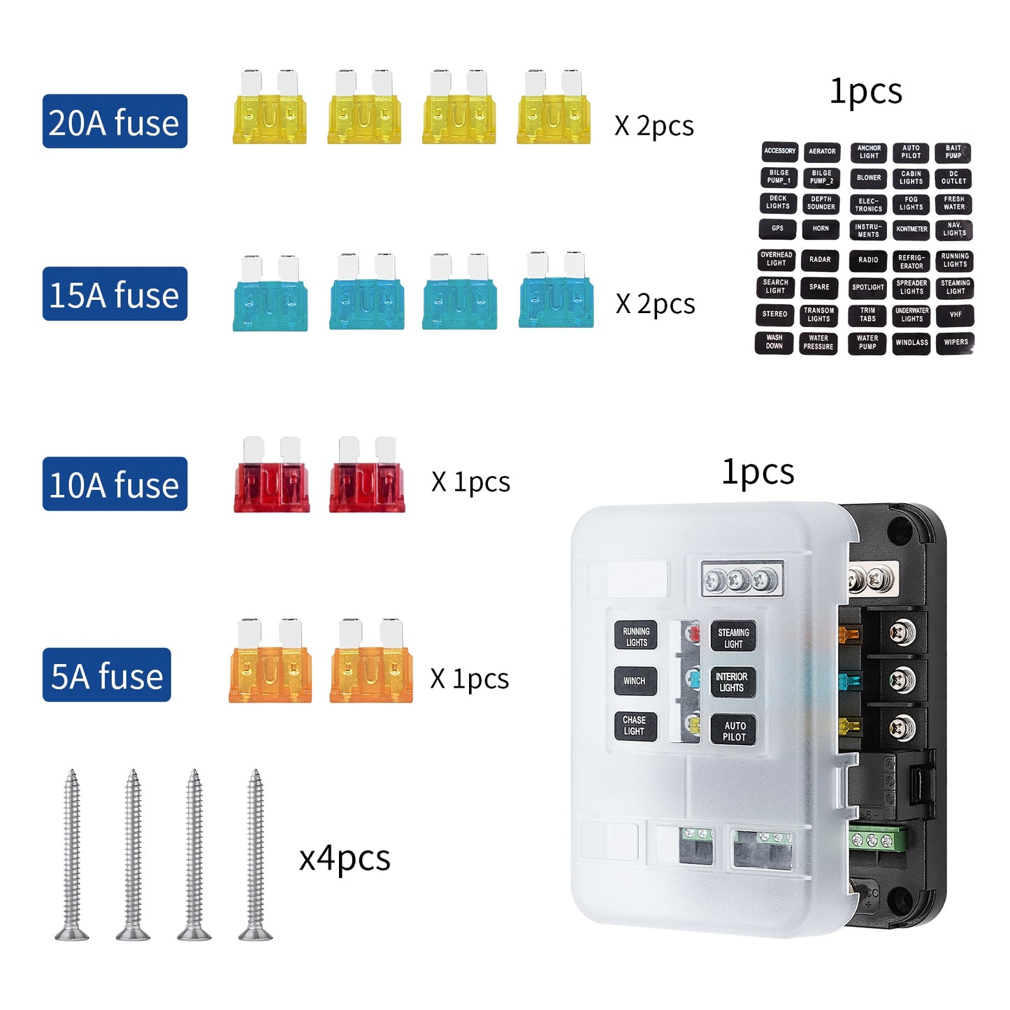 Rv Yacht Fuse Box with Led Indication Light 6-way Multiple Fuses - Premium Car Organizers from Rapidvehicles - Just $50.99! Shop now at Rapidvehicles