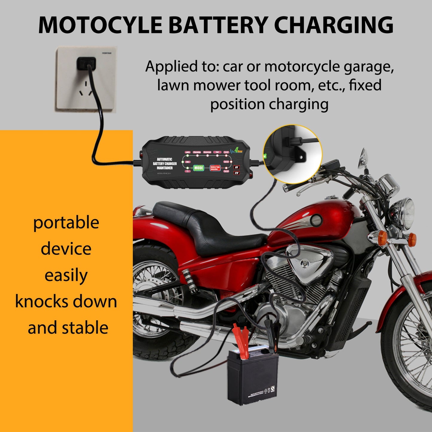 6v4a 12v4a Car Motorcycle Battery Charger Short Circuit - Premium Motorcycle Accessories from Rapidvehicles - Just $56.99! Shop now at Rapidvehicles