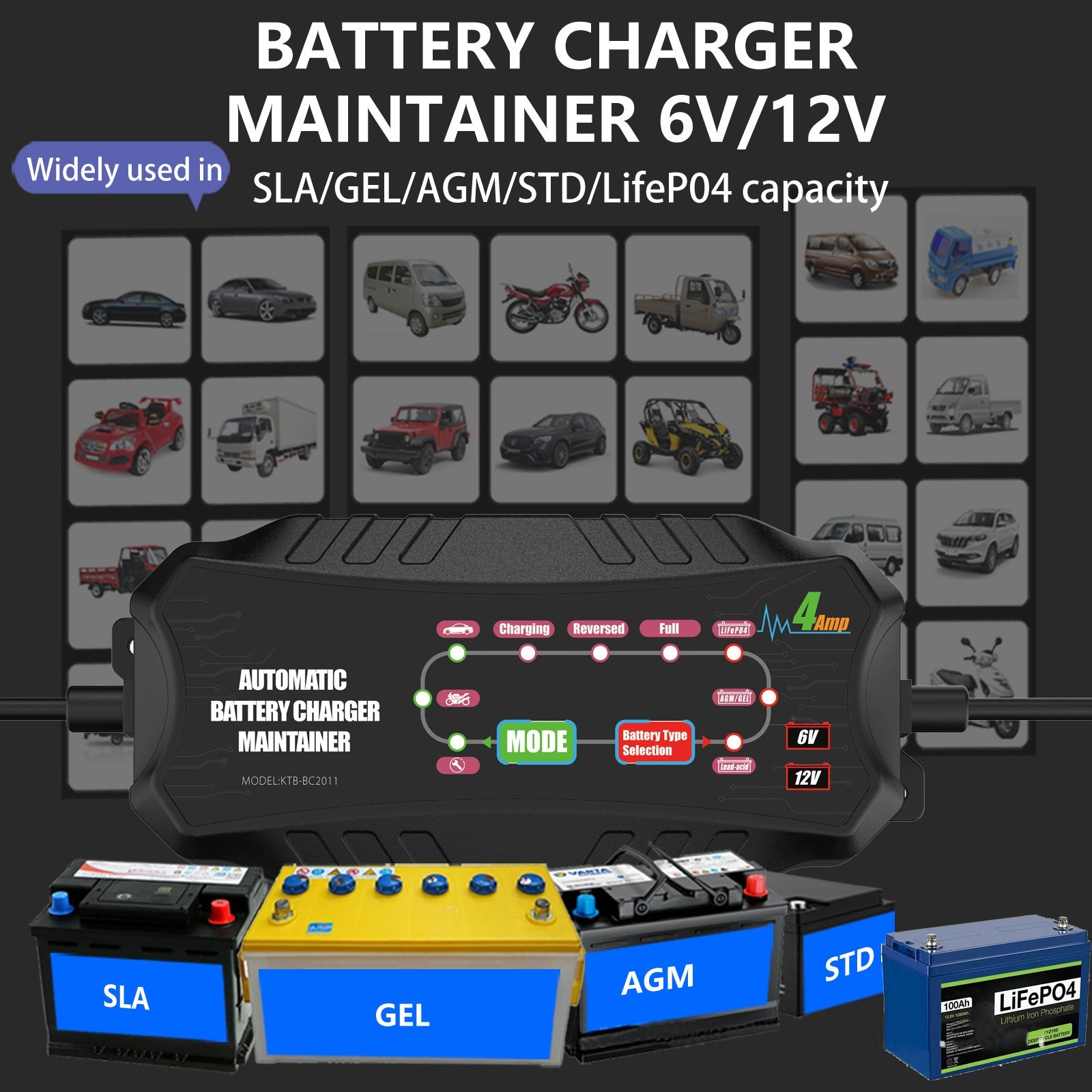 6v4a 12v4a Car Motorcycle Battery Charger Short Circuit Protection Intelligent Repair Battery Charger EU Plug - Premium Motorcycle Accessories from Rapidvehicles - Just $42.99! Shop now at Rapidvehicles