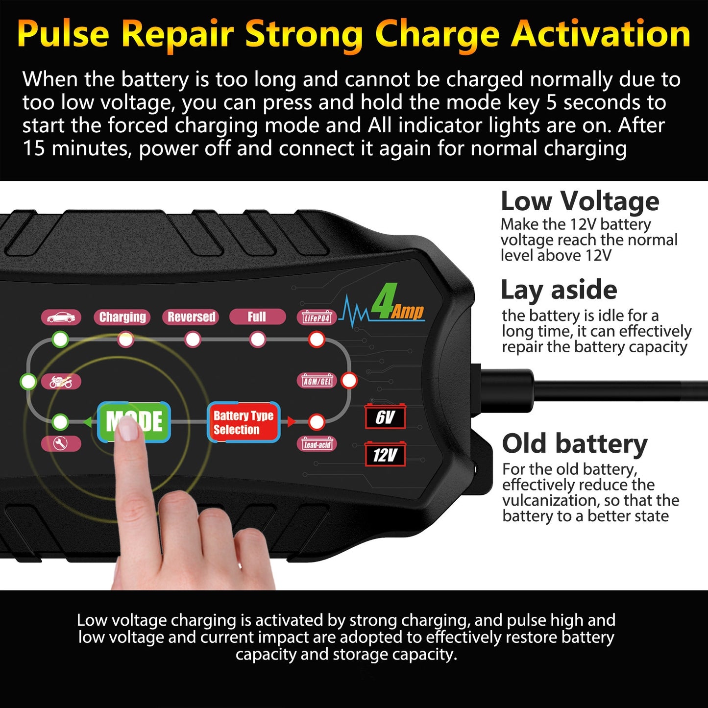 6v4a 12v4a Car Motorcycle Battery Charger Short Circuit - Premium Motorcycle Accessories from Rapidvehicles - Just $56.99! Shop now at Rapidvehicles