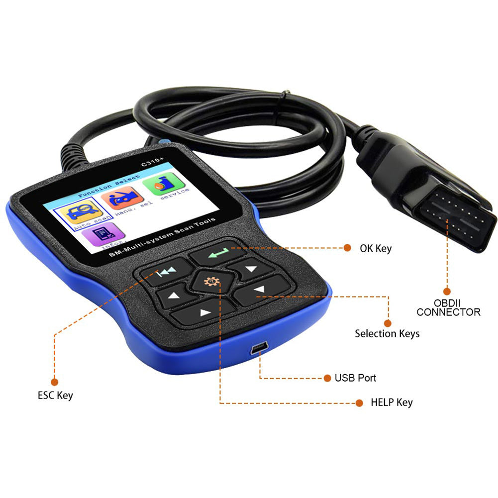 C310+ Car Detector Fault Diagnosis Instrument Tool Multilingual Code Reading Card Automobile Scan Tool Blue Black - Premium OBD & Diagnostic Tools from Rapidvehicles - Just $85.99! Shop now at Rapidvehicles