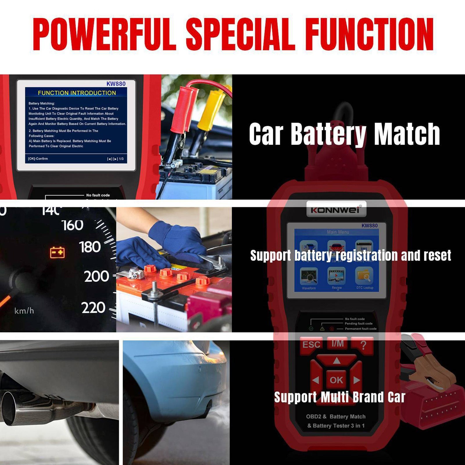 Kw880 Car Obdii Diagnostic Fault Scanner Tool Battery Real-time Monitoring Tools Auto Battery Tester Red - Premium OBD & Diagnostic Tools from Rapidvehicles - Just $95.99! Shop now at Rapidvehicles