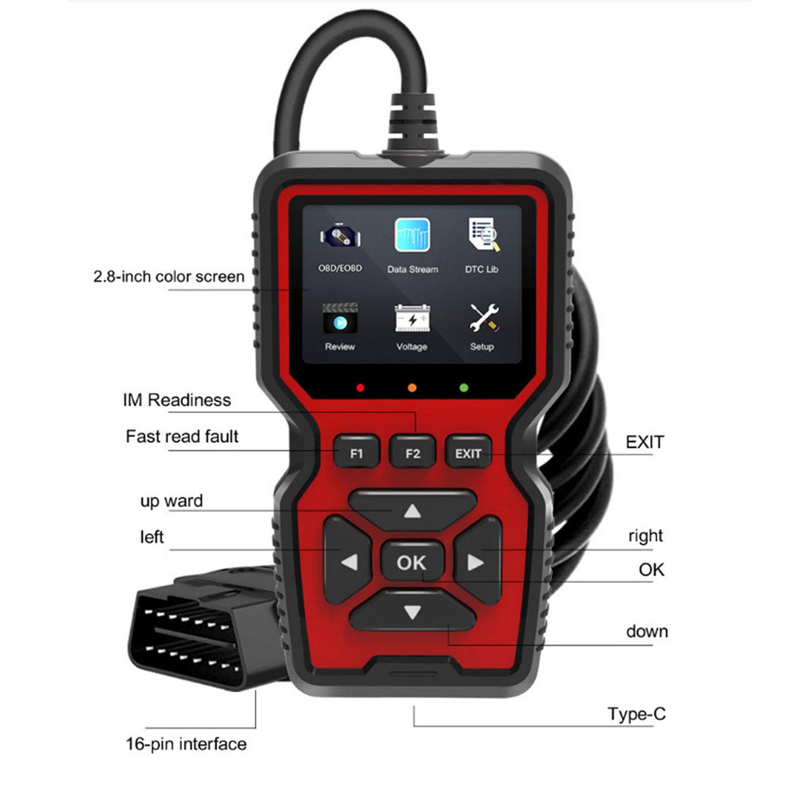 Car Fault Detector V519 Obd2 Scanner Fault Diagnosis Tester Engine System Diagnostic Tool Code Reader Black Red - Premium OBD & Diagnostic Tools from Rapidvehicles - Just $61.99! Shop now at Rapidvehicles