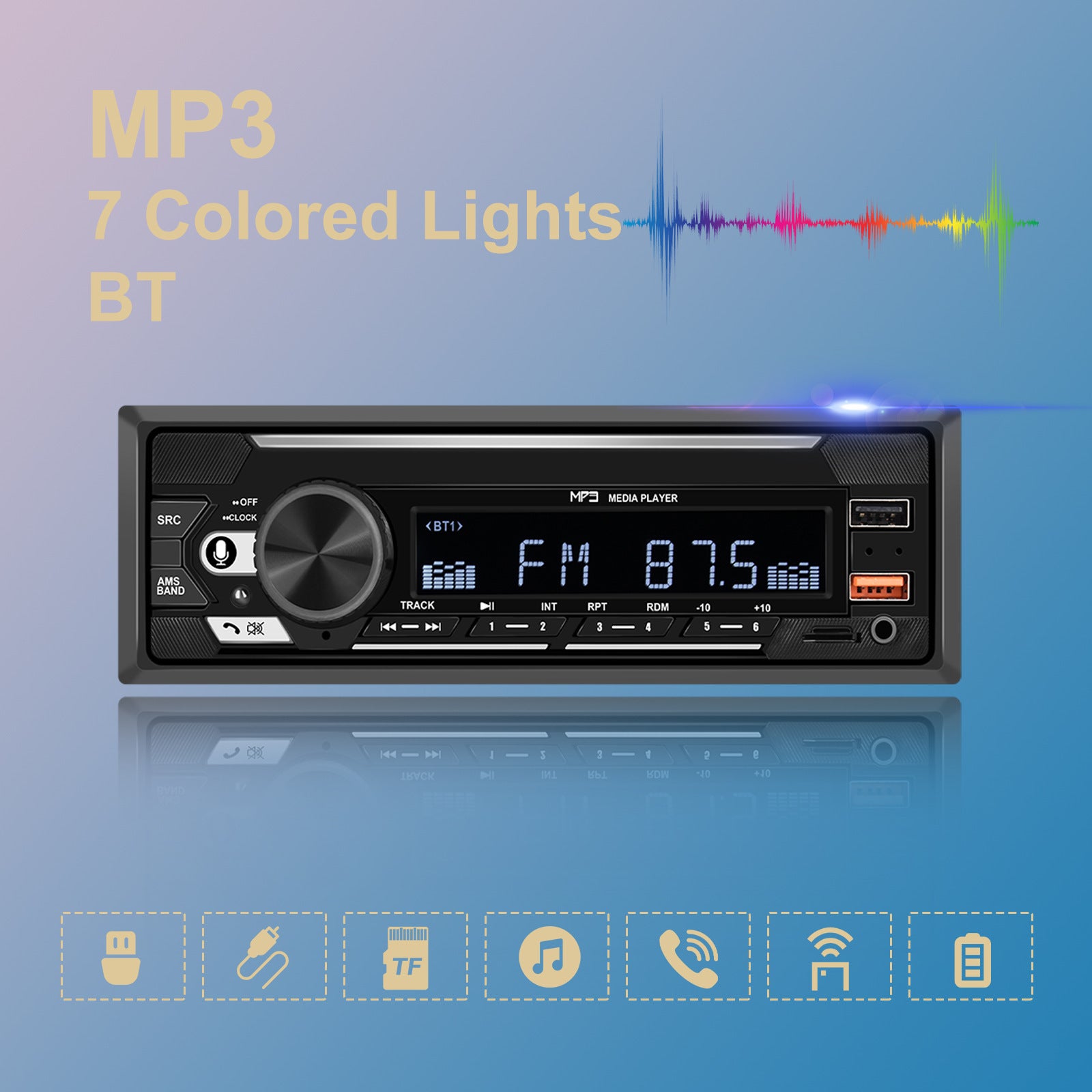 1 Din 740 Car Mp3 Player Dual Bluetooth Remote Control Radio U - Premium Other Car Electronics from Rapidvehicles - Just $46.99! Shop now at Rapidvehicles