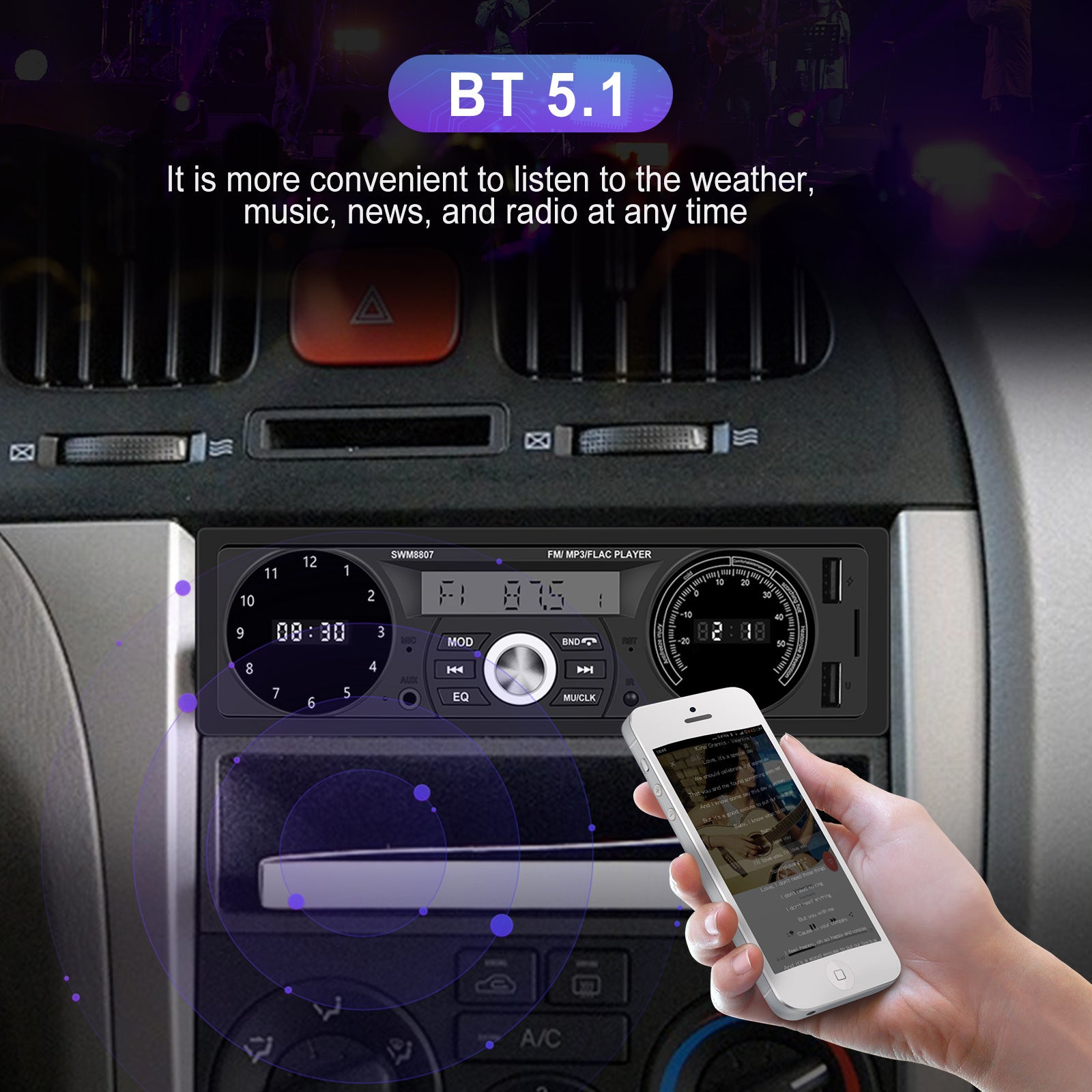 1 Din Car Mp3 Player 7388 Power Amplifier Radio with Temperature - Premium Other Car Electronics from Rapidvehicles - Just $63.99! Shop now at Rapidvehicles